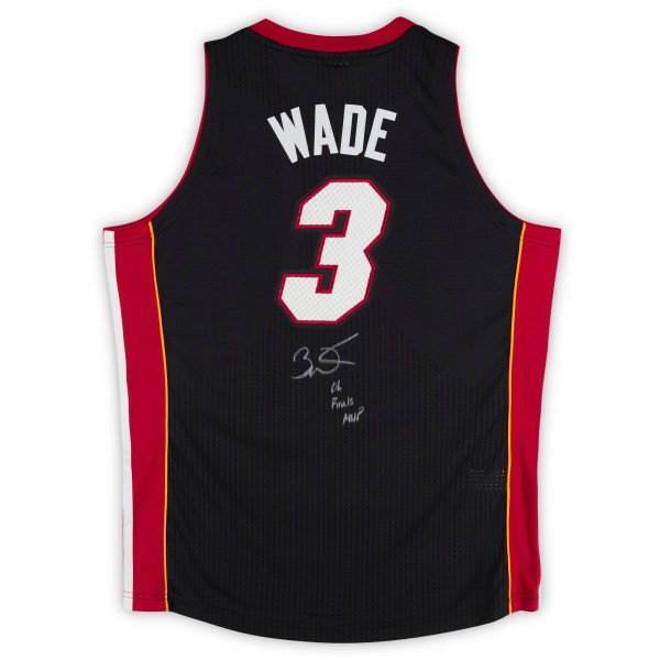 Игровая джерси Dwyane Wade Miami Heat Autographed Fanatics Authentic Black Mitchell & Ness 2012-13 Authentic with 06 Finals MVP Inscription