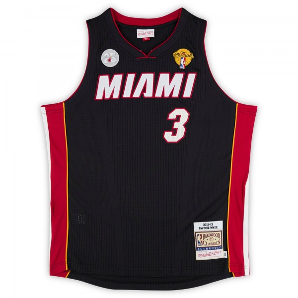 Игровая джерси Dwyane Wade Miami Heat Autographed Fanatics Authentic Black Mitchell & Ness 2012-13 Authentic with 06 Finals MVP Inscription