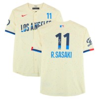 Roki Sasaki Los Angeles Dodgers Autographed Fanatics Authentic Cream Nike City Connect Limited Jersey