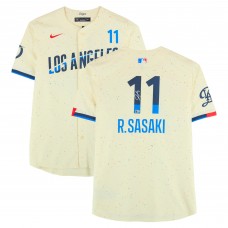 Roki Sasaki Los Angeles Dodgers Autographed Fanatics Authentic Cream Nike City Connect Limited Jersey
