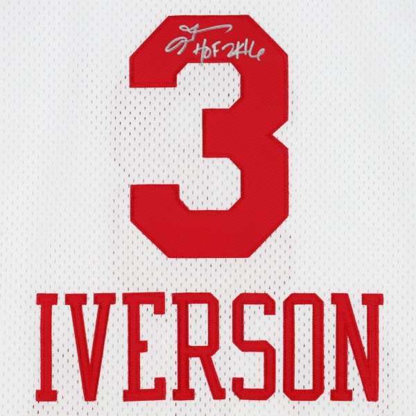 Allen Iverson Philadelphia 76ers Autographed Fanatics Authentic White/Red Mitchell & Ness 2003-04 Authentic Jersey with HOF 2K16 Inscription