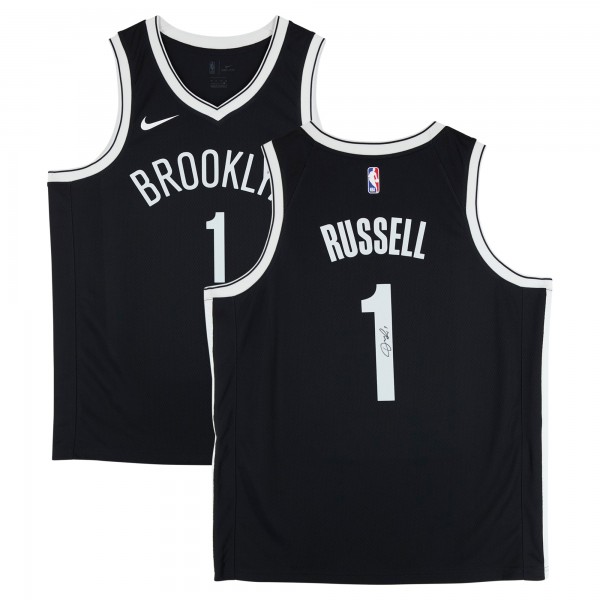 Игровая джерси DAngelo Russell Brooklyn Nets Autographed Fanatics Authentic Black Nike Icon Edition Swingman