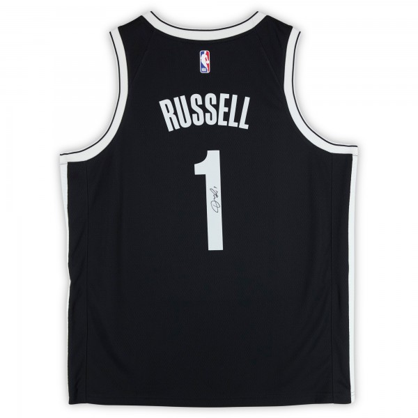 Игровая джерси DAngelo Russell Brooklyn Nets Autographed Fanatics Authentic Black Nike Icon Edition Swingman