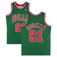 Игровая джерси Dennis Rodman Chicago Bulls Autographed Fanatics Authentic Green Mitchell & Ness 1995-96 Authentic