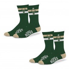 Unisex Milwaukee Bucks Starter Team Color 2-Stripe 2-Pack Crew Socks Set