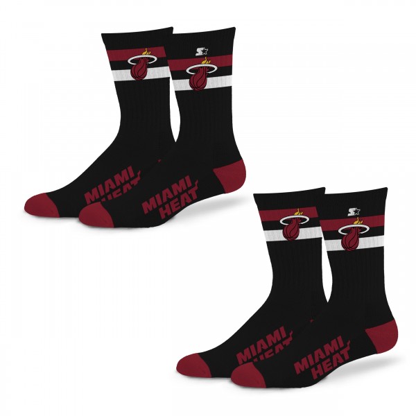 Unisex Miami Heat Starter Team Color 2-Stripe 2-Pack Crew Socks Set