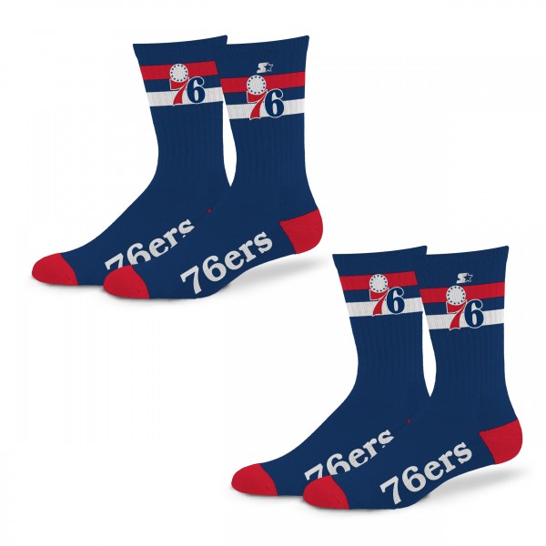 Unisex Philadelphia 76ers Starter Team Color 2-Stripe 2-Pack Crew Socks Set