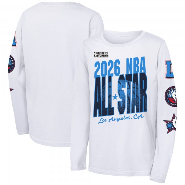 Подростковая Outerstuff White 2026 NBA All-Star Game Long Sleeve T-Shirt