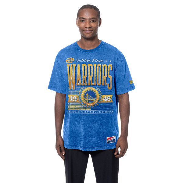 Футболка Golden State Warriors New Era Royal Oversized Throwback Collection Mineral Wash