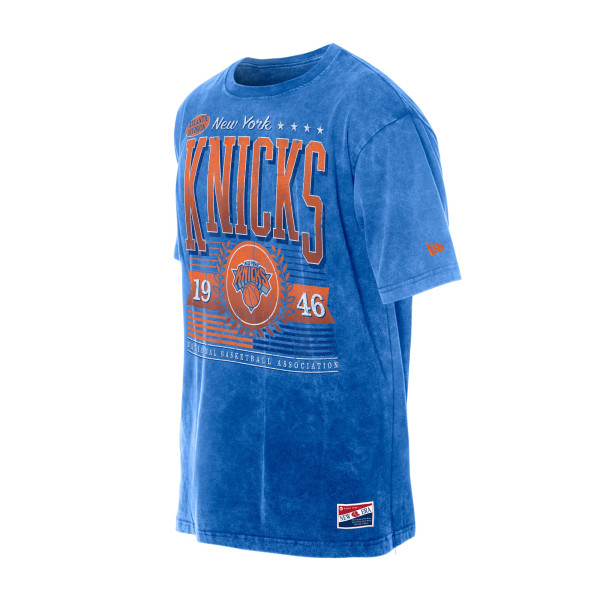 Футболка New York Knicks New Era Blue Oversized Throwback Collection Mineral Wash