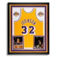 Игровая джерси Magic Johnson Los Angeles Lakers Autographed Fanatics Authentic Deluxe Framed Gold Mitchell & Ness Swingman