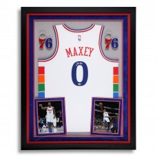 Tyrese Maxey Philadelphia 76ers Autographed Fanatics Authentic Deluxe Framed White Nike 2024-25 City Edition Swingman Jersey