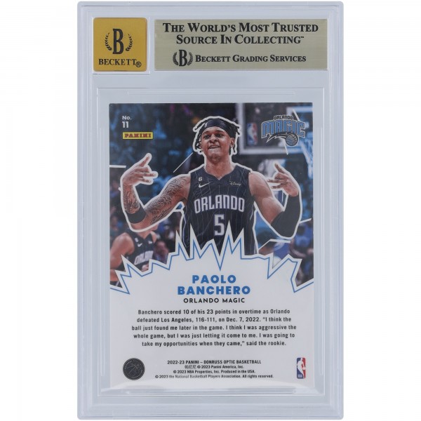 Paolo Banchero Orlando Magic Autographed 2022-23 Panini Donruss Optic My House #11 Beckett Fanatics Witnessed Authenticated 9.5/10 Rookie Card