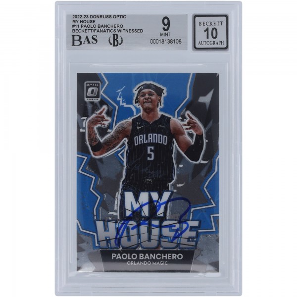 Paolo Banchero Orlando Magic Autographed 2022-23 Panini Donruss Optic My House #11 Beckett Fanatics Witnessed Authenticated 9/10 Rookie Card