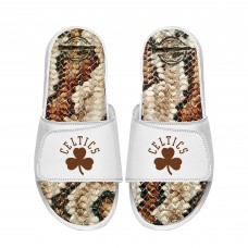 Unisex Boston Celtics ISlide White Stacked Snake Gel Slide Sandals