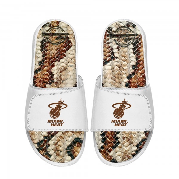 Unisex Miami Heat ISlide White Stacked Snake Gel Slide Sandals