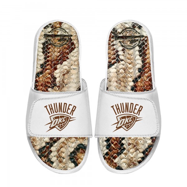 Unisex Oklahoma City Thunder ISlide White Stacked Snake Gel Slide Sandals