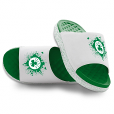 Unisex Boston Celtics ISlide Kelly Green/White Centered Logo Splat Motive Slide Sandals