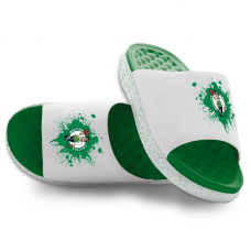 Unisex Boston Celtics ISlide Kelly Green/White Centered Logo Splat Motive Slide Sandals
