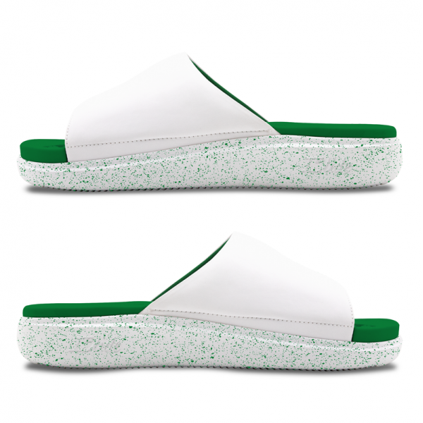 Unisex Boston Celtics ISlide Kelly Green/White Centered Logo Splat Motive Slide Sandals