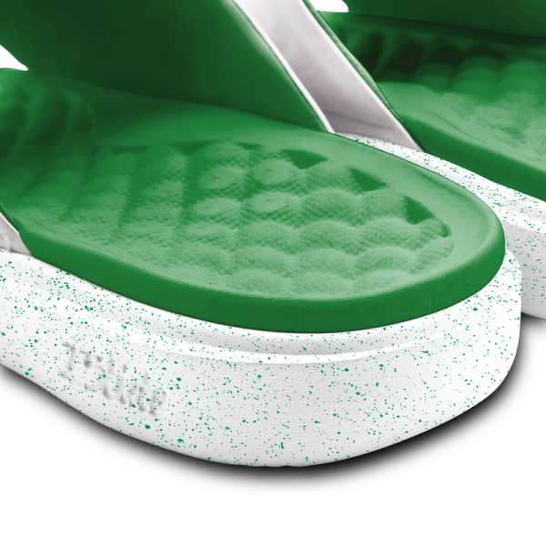 Unisex Boston Celtics ISlide Kelly Green/White Centered Logo Splat Motive Slide Sandals