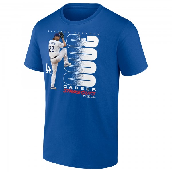 Los Angeles Dodgers Clayton Kershaw Royal 3,000 Career Strikeouts T-Shirt