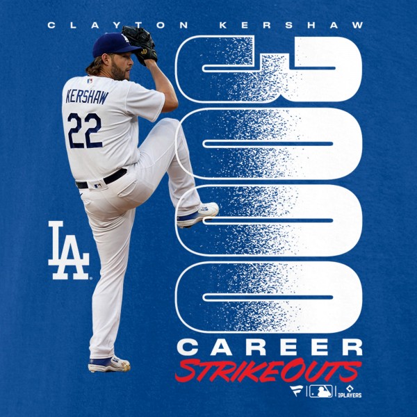 Los Angeles Dodgers Clayton Kershaw Royal 3,000 Career Strikeouts T-Shirt