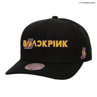 Los Angeles Lakers Mitchell & Ness x BLACKPINK Black Pro Crown Snapback Hat - Limited Edition