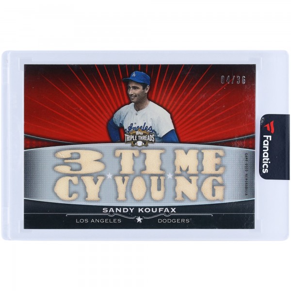 Sandy Koufax Los Angeles Dodgers 2011 Topps Triple Threads Multi Game-Used Relics #TTFR-25 #4/36 Card