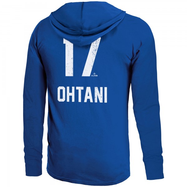 Los Angeles Dodgers Shohei Ohtani Majestic Threads Royal Lightweight Name & Number Hoodie