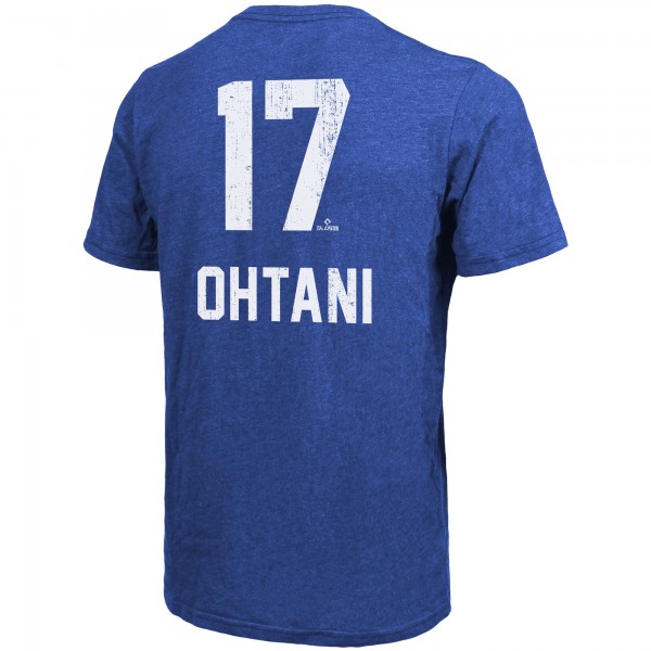Los Angeles Dodgers Shohei Ohtani Majestic Threads Royal Triblend Name & Number T-Shirt