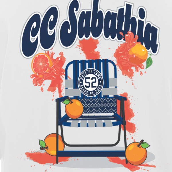 New York Yankees CC Sabathia New Era White 2025 National Baseball Hall of Fame Grapefruit Chair T-Shirt