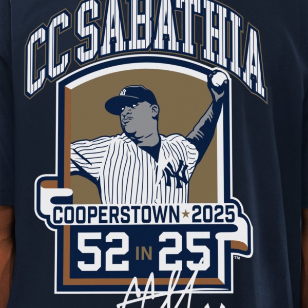 New York Yankees CC Sabathia New Era Navy 2025 National Baseball Hall of Fame Graphic T-Shirt