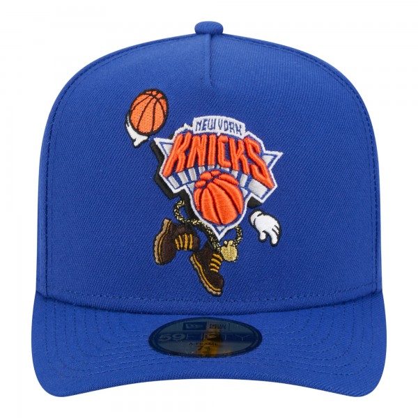 Бейсболка New York Knicks New Era Blue Injection Cartoon Logo A-Frame 59FIFTY