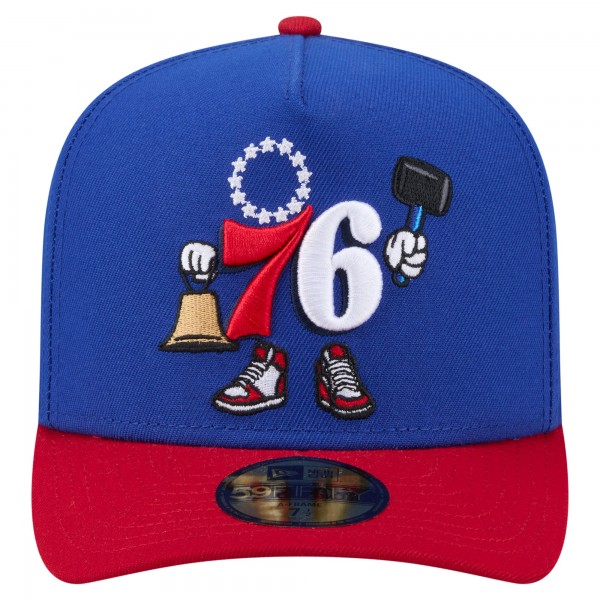 Бейсболка Philadelphia 76ers New Era Blue Injection Cartoon Logo A-Frame 59FIFTY