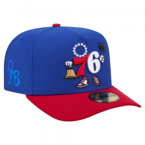 Бейсболка Philadelphia 76ers New Era Blue Injection Cartoon Logo A-Frame 59FIFTY