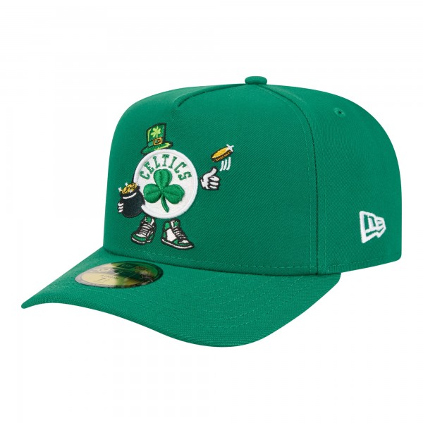Бейсболка Boston Celtics New Era Kelly Green Injection Cartoon Logo A-Frame 59FIFTY