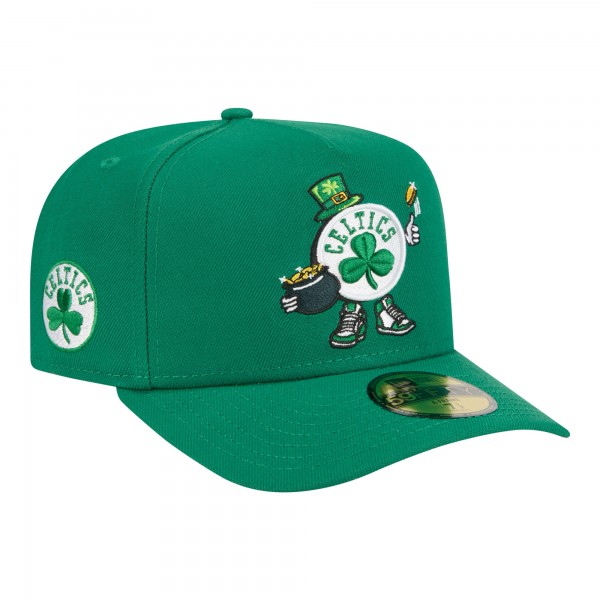 Бейсболка Boston Celtics New Era Kelly Green Injection Cartoon Logo A-Frame 59FIFTY