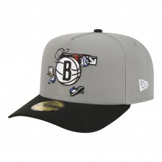 Бейсболка Brooklyn Nets New Era Gray Injection Cartoon Logo A-Frame 59FIFTY