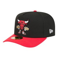 Бейсболка Chicago Bulls New Era Black Injection Cartoon Logo A-Frame 59FIFTY