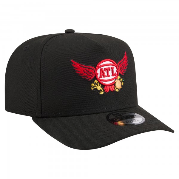 Бейсболка Atlanta Hawks New Era Black Injection Cartoon Logo A-Frame 9FIFTY