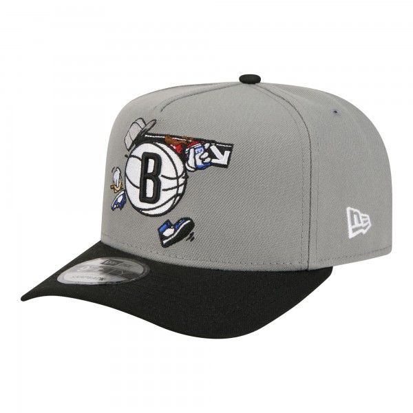 Бейсболка Brooklyn Nets New Era Gray Injection Cartoon Logo A-Frame 9FIFTY