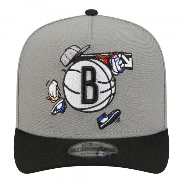 Бейсболка Brooklyn Nets New Era Gray Injection Cartoon Logo A-Frame 9FIFTY
