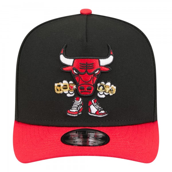 Бейсболка Chicago Bulls New Era Black Injection Cartoon Logo A-Frame 9FIFTY