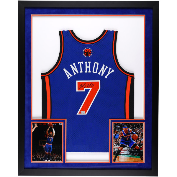 Джерси с автографом Carmelo Anthony New York Knicks Fanatics Authentic Deluxe Framed Blue Mitchell & Ness 2010-2011 Swingman