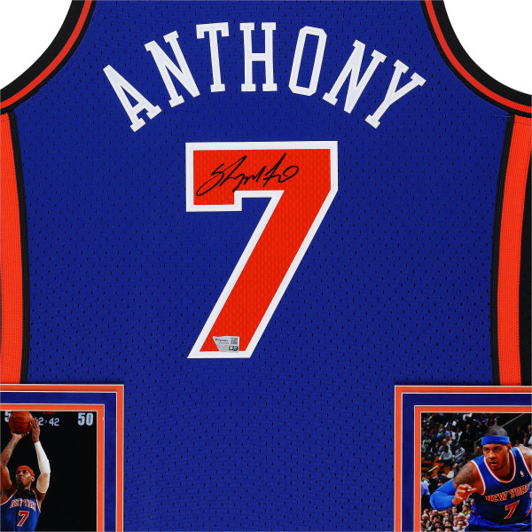 Джерси с автографом Carmelo Anthony New York Knicks Fanatics Authentic Deluxe Framed Blue Mitchell & Ness 2010-2011 Swingman