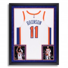 Jalen Brunson New York Knicks Autographed Fanatics Authentic SM Deluxe Framed White Nike 2024-25 City Edition Authentic Jersey