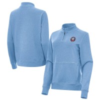 Женская Antigua Heather Powder Blue 2026 NBA All-Star Game Crush Quarter-Zip Pullover
