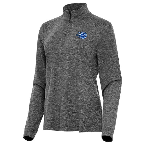 Женская поло Orlando Magic Antigua Heather Black New Logo Mentor Long Sleeve Quarter-Zip Mock