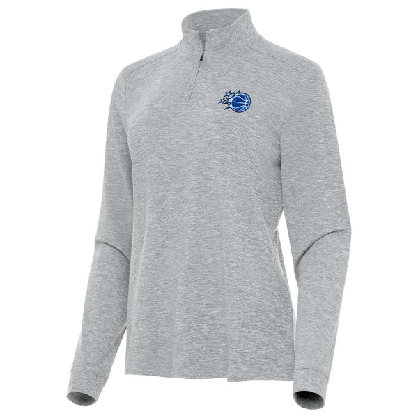 Женская поло Orlando Magic Antigua Heather Gray New Logo Mentor Long Sleeve Quarter-Zip Mock